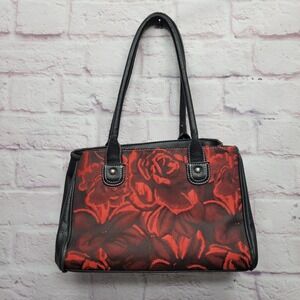 Wilsons‎ Leather Red Roses Purse Handbag Zip Compartments Whimsygoth Biker Y2K